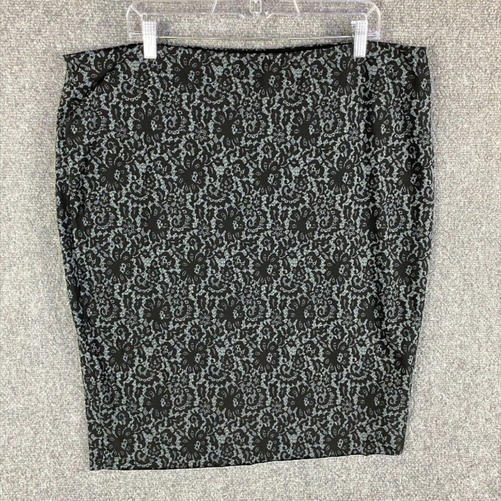Vince Camuto Skirt Women's 2X Straight Pencil Cut off Stretch Black Polyester